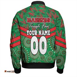 Amazing Aussie South Sydney Rabbitohs Tropical Patterns And Dot Painting Eat Sleep Rugby Repeat Bomber Jacket