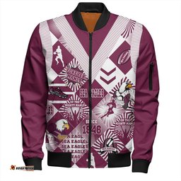 Amazing Aussie Manly Warringah Sea Eagles Argyle Patterns Style Tough Fan Rugby For Life Bomber Jacket