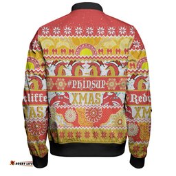 Amazing Aussie Redcliffe Dolphins Christmas Aboriginal Custom Indigenous Knitted Ugly Xmas Style Bomber Jacket