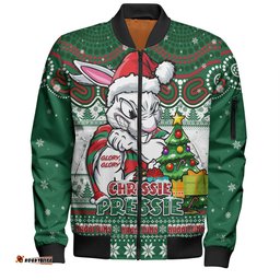 Amazing Aussie South Sydney Rabbitohs Aussie Ugly Christmas For Die Hard Fan Supporters Bomber Jacket