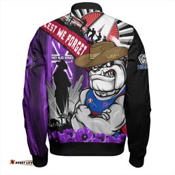Amazing Aussie Western Bulldogs ANZAC Day Honor Purple Valor And Spirit Bomber Jacket