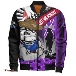 Amazing Aussie Western Bulldogs ANZAC Day Honor Purple Valor And Spirit Bomber Jacket