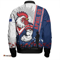 Amazing Aussie Sydney Roosters Anzac Day Lest We Forget Strong Fighting Spirit Bomber Jacket