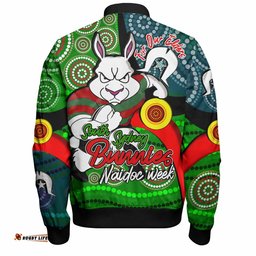 Amazing Aussie South Sydney Rabbitohs Custom Rabbitohs Bunnies Naidoc Week For Our Elders With Dot Bunnies Sport Style Bomber Jacket