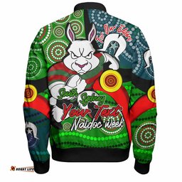 Amazing Aussie South Sydney Rabbitohs Custom Rabbitohs Bunnies Naidoc Week For Our Elders With Dot Bunnies Sport Style Bomber Jacket