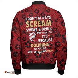 Amazing Aussie Redcliffe Dolphins Scream With Tropical Patterns Bomber Jacket