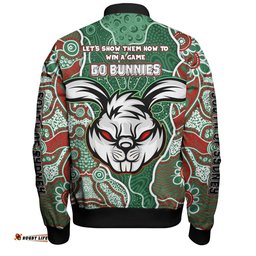 Amazing Aussie South Sydney Rabbitohs Grand Final Custom Custom Rabbitohs With Contemporary Style Of Aboriginal Painting Bomber Jacket