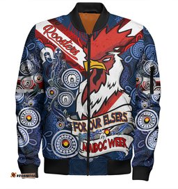Amazing Aussie Sydney Roosters Naidoc Week Custom Sydney Roosters Naidoc WeekFor Our Elders Dot Art Style With Lizard Bomber Jacket