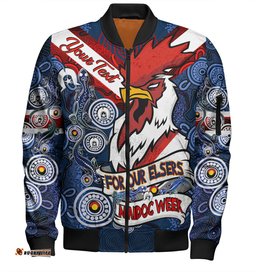Amazing Aussie Sydney Roosters Naidoc Week Custom Sydney Roosters Naidoc WeekFor Our Elders Dot Art Style With Lizard Bomber Jacket
