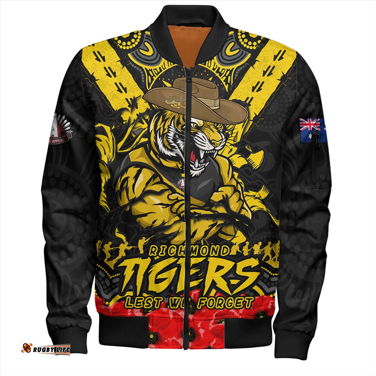 Amazing Aussie Richmond Ripped Legacy Of The Game The ANZAC Spirit Lives On Bomber Jacket