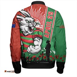 Amazing Aussie South Sydney Rabbitohs Anzac Day Lest We Forget Strong Fighting Spirit Bomber Jacket