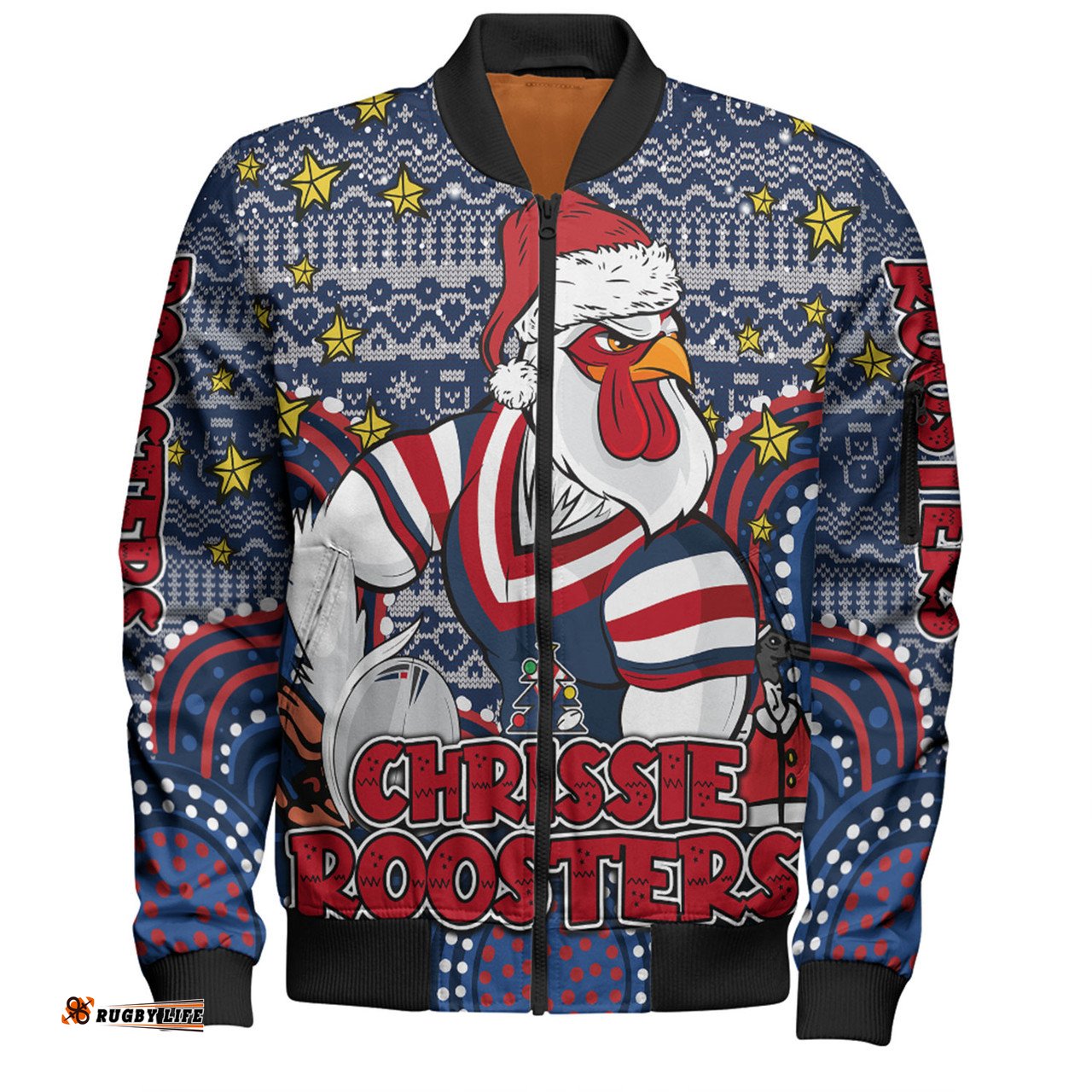 Amazing Aussie Sydney Roosters Christmas Custom Christmas Knit Patterns Vintage Jersey Ugly Bomber Jacket