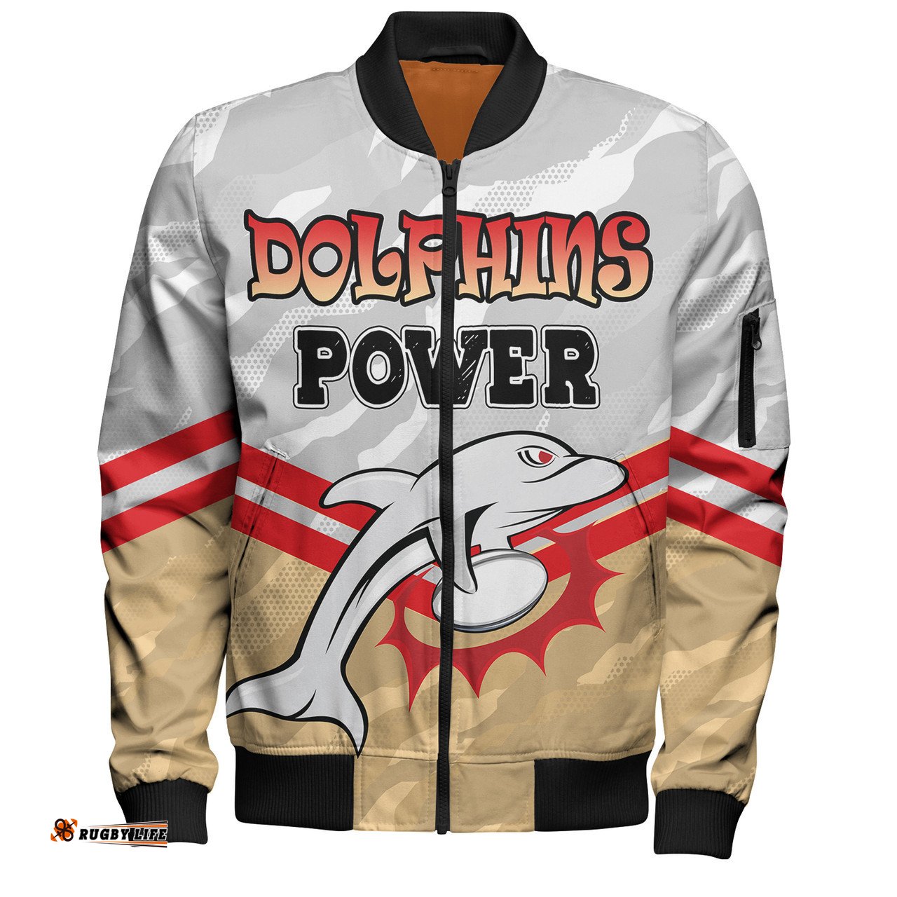 Amazing Aussie Redcliffe Dolphins Custom Redcliffe Dolphins Supporter Bomber Jacket