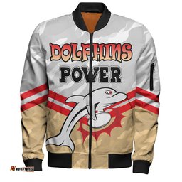 Amazing Aussie Redcliffe Dolphins Custom Redcliffe Dolphins Supporter Bomber Jacket