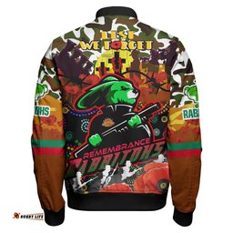 Amazing Aussie South Sydney Rabbitohs Camouflage Anzac Poppy Souths Anzac Lest We Forget Spirit Bomber Jacket