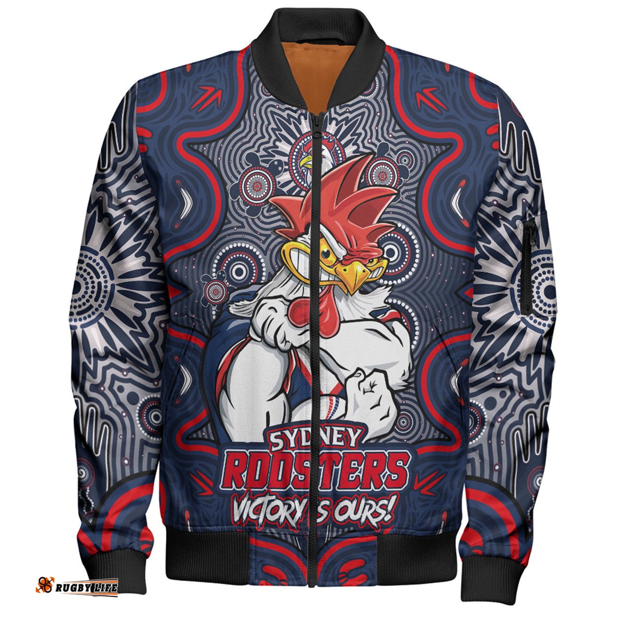 Amazing Aussie Sydney Roosters Aboriginal Pattern Inspired Victory Is Ours Bomber Jacket