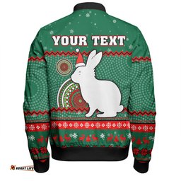 Amazing Aussie South Sydney Rabbitohs Custom Ugly Xmas And Aboriginal Patterns For Die Hard Fan Bomber Jacket