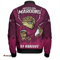 Amazing Aussie Queensland Maroons Strong Fighting Flame Go Maroons Bomber Jacket