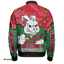 Amazing Aussie South Sydney Rabbitohs Team With Dot And Star Patterns For Tough Fan Bomber Jacket