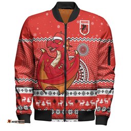 Amazing Aussie St. George Illawarra Dragons Christmas Custom Ugly Xmas And Aboriginal Patterns For Die Hard Fan Bomber Jacket