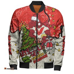 Amazing Aussie St. George Illawarra Dragons Christmas Custom Let's Get Lit Chrisse Pressie Bomber Jacket