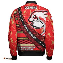 Amazing Aussie Redcliffe Dolphins Theme Song For Rugby With Sporty Style Bomber Jacket