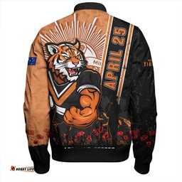 Amazing Aussie Wests Tigers Anzac Day Lest We Forget Strong Fighting Spirit Bomber Jacket