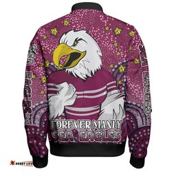 Amazing Aussie Manly Warringah Sea Eagles Custom Custom With Aboriginal Inspired Style Of Dot Painting Patterns  Bomber Jacket