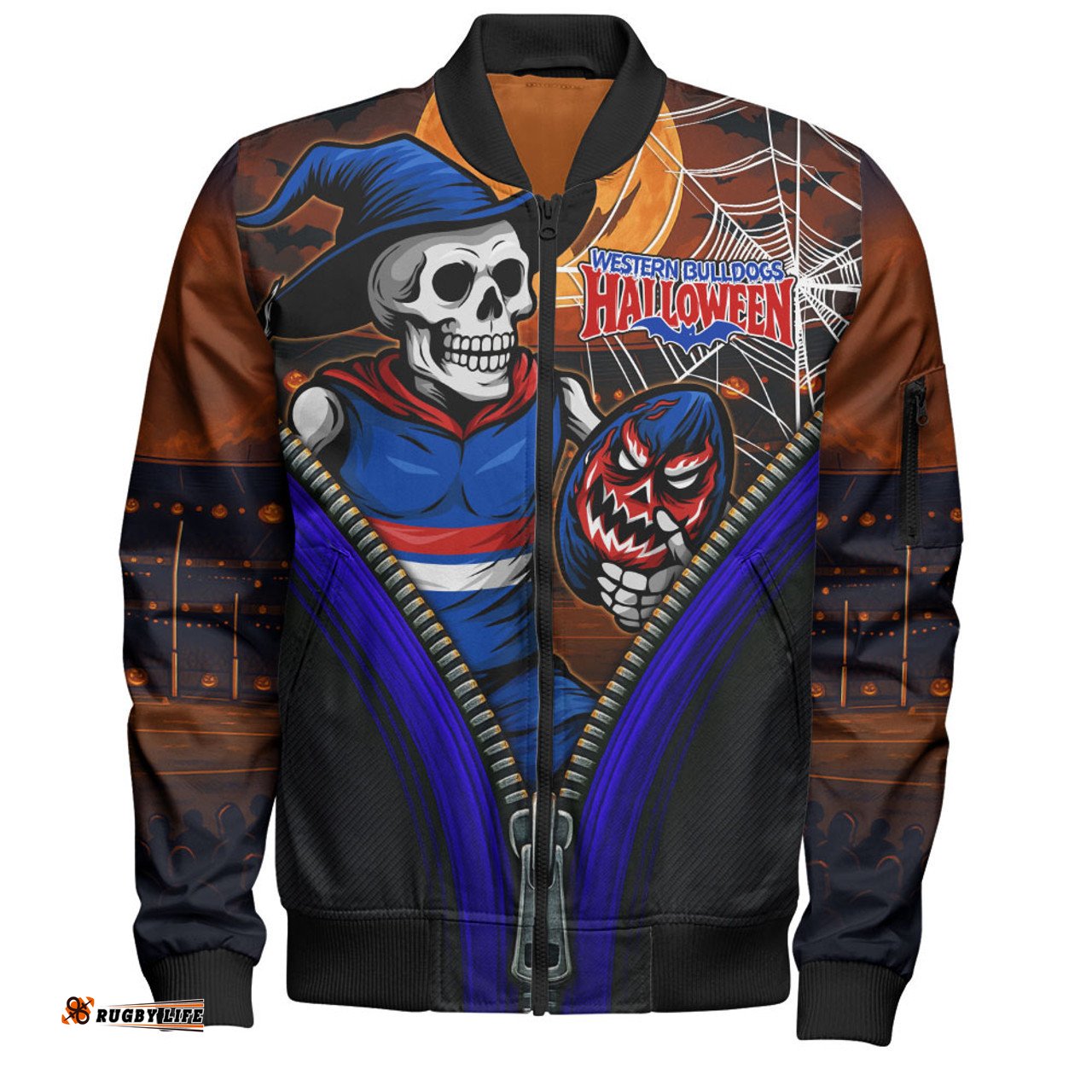 Amazing Aussie Western Bulldogs Halloween Night Reaper Bomber Jacket