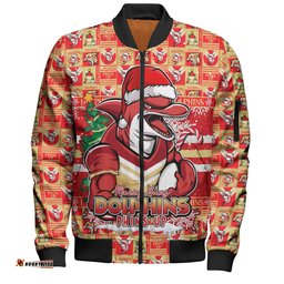 Amazing Aussie Redcliffe Dolphins Merry Ugly Christmas Comic Style Bomber Jacket