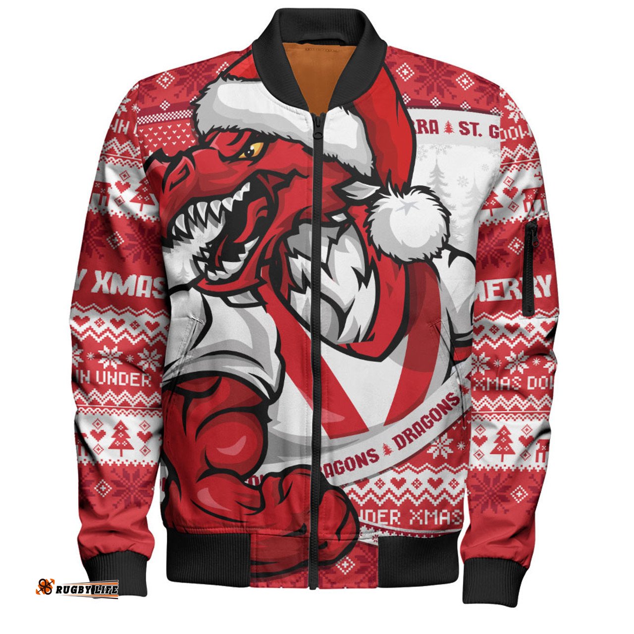 Amazing Aussie St. George Illawarra Dragons Ugly Knit Style For Christmas Game Fans Bomber Jacket