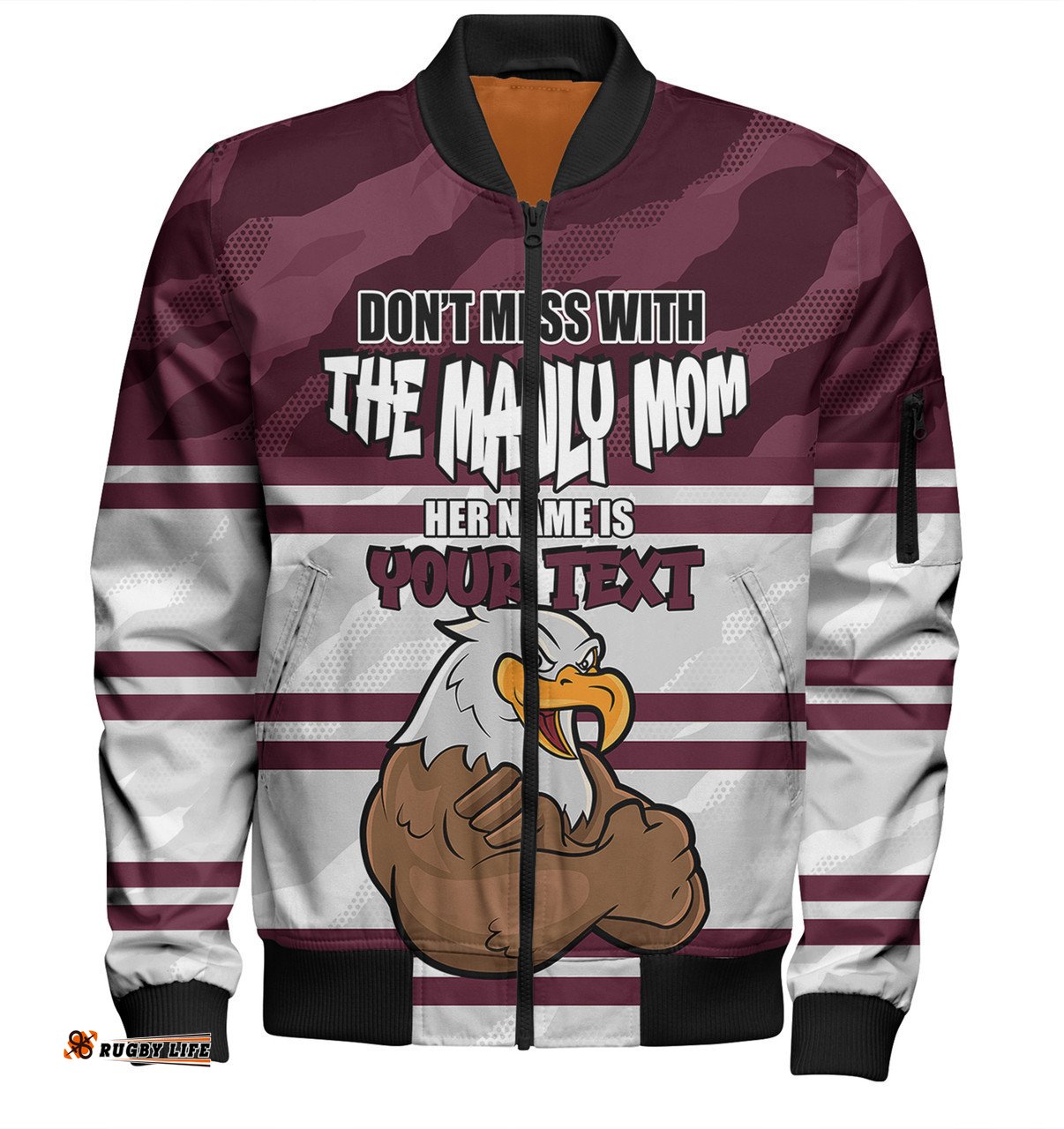 Amazing Aussie Manly Warringah Sea Eagles Mother's Day Screaming Mom and Crazy Fan Bomber Jacket