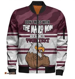 Amazing Aussie Manly Warringah Sea Eagles Mother's Day Screaming Mom and Crazy Fan Bomber Jacket