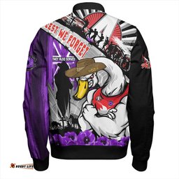 Amazing Aussie Sydney Swans ANZAC Day Honor Purple Valor And Spirit Bomber Jacket