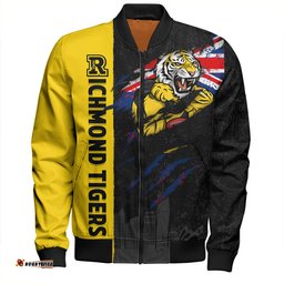 Amazing Aussie Richmond Burning Passion Of Power Scratch Style Bomber Jacket