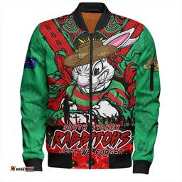 Amazing Aussie South Sydney Rabbitohs Ripped Legacy Of The Game The ANZAC Spirit Lives On Bomber Jacket