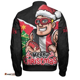 Amazing Aussie St Kilda Santa Scoring Touchdown On Christmas Game Day Bomber Jacket