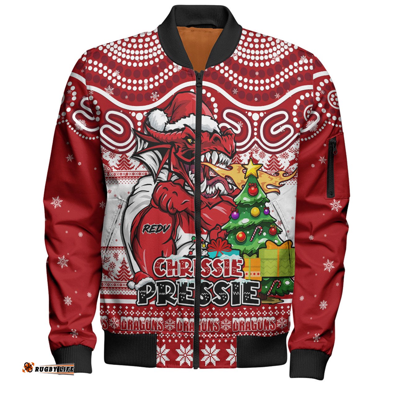 Amazing Aussie St. George Illawarra Dragons Aussie Ugly Christmas For Die Hard Fan Supporters Bomber Jacket
