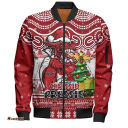 Amazing Aussie St. George Illawarra Dragons Aussie Ugly Christmas For Die Hard Fan Supporters Bomber Jacket