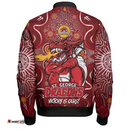 Amazing Aussie St. George Illawarra Dragons Aboriginal Pattern Inspired Victory Is Ours Bomber Jacket