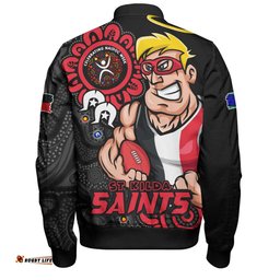 Amazing Aussie St Kilda Power Through Generations NAIDOC Edition Bomber Jacket