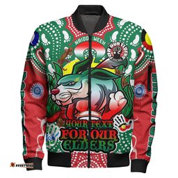 Amazing Aussie South Sydney Rabbitohs Custom Souths Super Bunny Naidoc Week For Our Elders Aboriginal Inspired Bomber Jacket