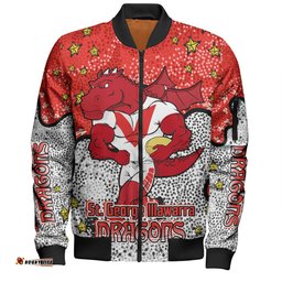 Amazing Aussie St. George Illawarra Dragons Custom Team With Dot And Star Patterns For Tough Fan Bomber Jacket