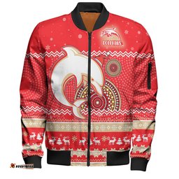 Amazing Aussie Redcliffe Dolphins Christmas Custom Ugly Xmas And Aboriginal Patterns For Die Hard Fan Bomber Jacket
