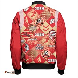 Amazing Aussie Redcliffe Dolphins Argyle Patterns Style Tough Fan Rugby For Life Bomber Jacket