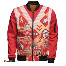 Amazing Aussie Redcliffe Dolphins Argyle Patterns Style Tough Fan Rugby For Life Bomber Jacket