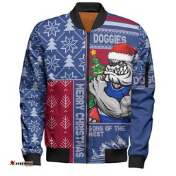 Amazing Aussie Western Bulldogs Merry Christmas Knit Style Festive Spirit Bomber Jacket
