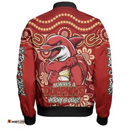 Amazing Aussie Redcliffe Dolphins Aboriginal Inspired Tough Fan Rugby For Life Bomber Jacket