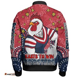 Amazing Aussie Sydney Roosters Custom Custom With Aboriginal Inspired Style Of Dot Painting Patterns  Bomber Jacket