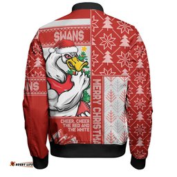 Amazing Aussie Sydney Swans Merry Christmas Knit Style Festive Spirit Bomber Jacket